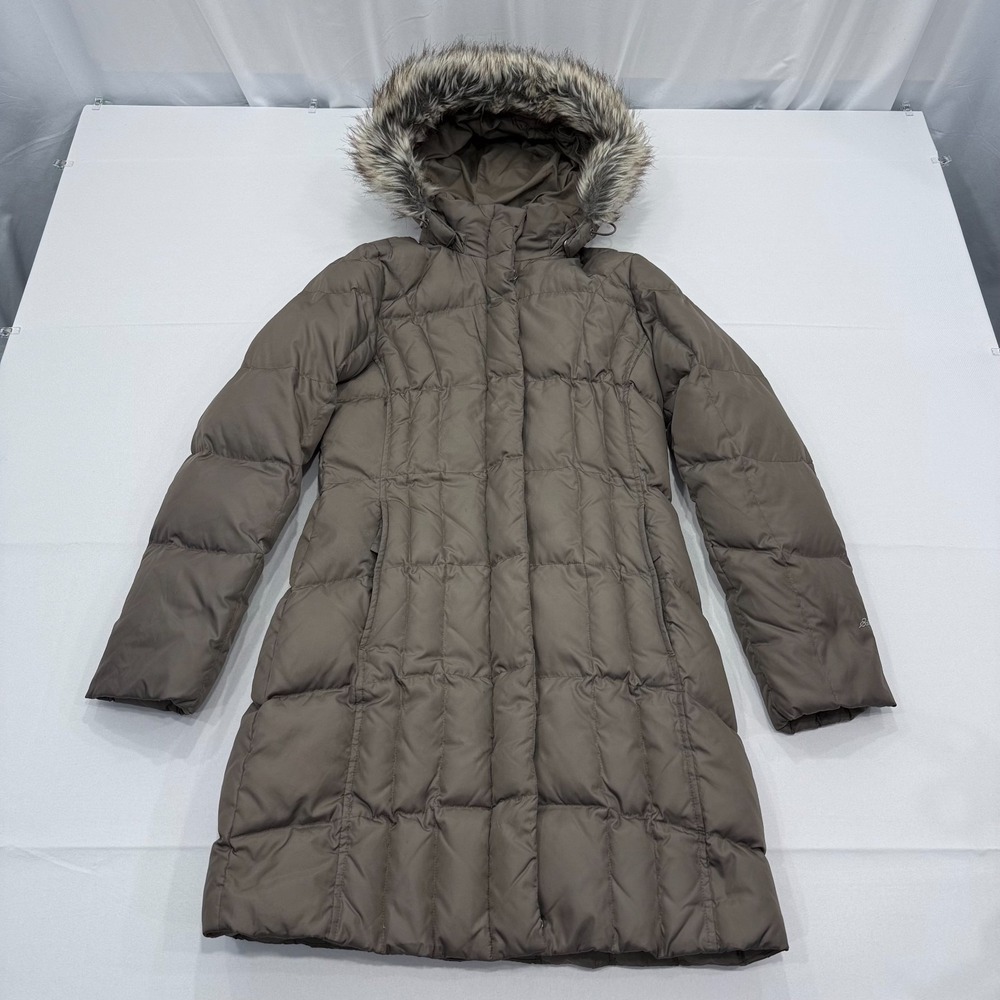 Eddie Bauer Lodge Parka Down Puffer Jacket Womens PXS Insulated Fur Trim Hooded